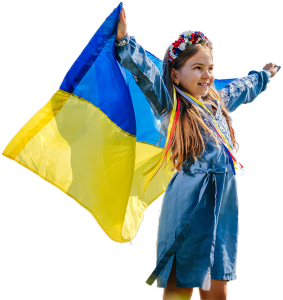 Girl with Ukraine Flag